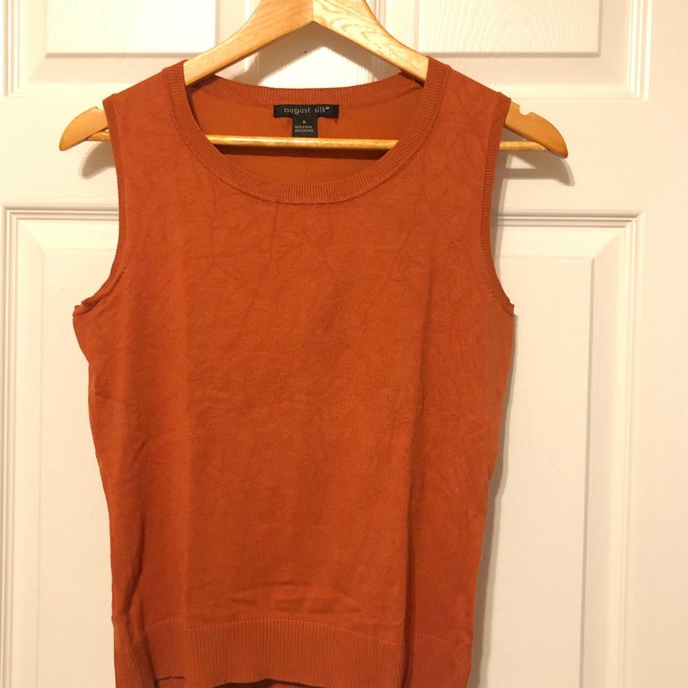 August Silk burnt orange knit tank.
